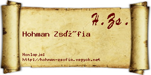 Hohman Zsófia névjegykártya